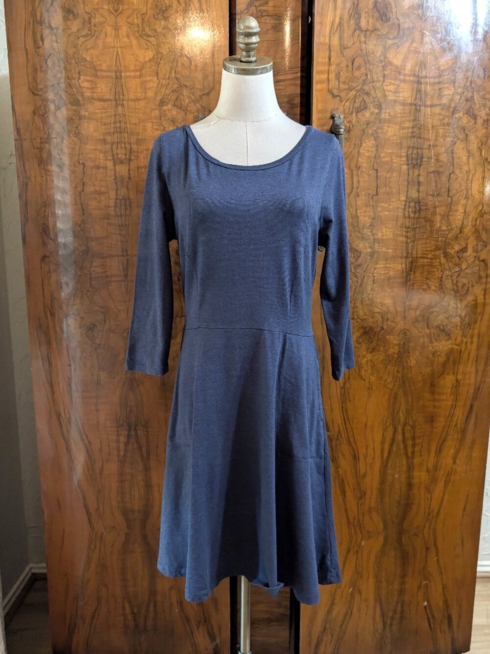 Toad & Co Faro Dress M Blue Fit & Flare Organic Cotton Blend Gorpcore Skater